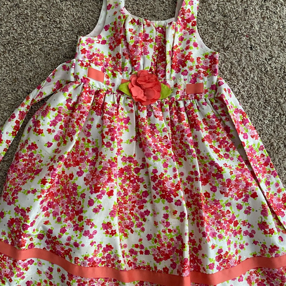 Spring Dress 👗 Easter Dress 👗 Girls floral dress pink and cream